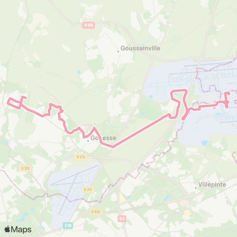 Roissy Ouest Roissypôle / Aéroport CDG 1 (D2)↔︎Puits la Marlière map