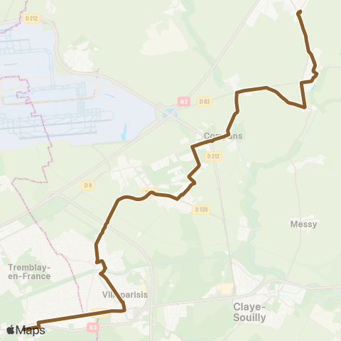 Roissy Est Gare de Mitry-Claye↔︎Gare de Dammartin Juilly St Mard map