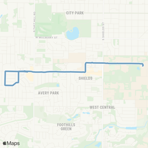 Transfort CSU, Campus W, Elizabeth to Ram's Point map