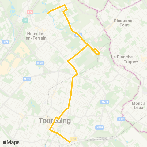 Ilévia Zone d'Activités Tourcoing Gare - Neuville Reckem map