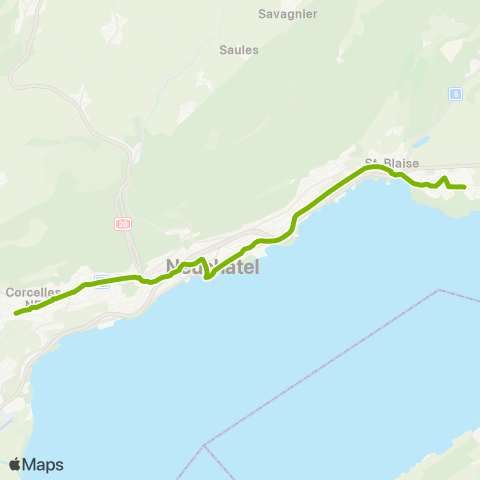 Transports Publics Neuchâtelois Cormondrèche, Grand'Rue - Marin-Epagnier, gare map