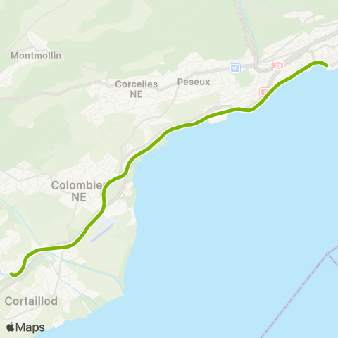 Transports Publics Neuchâtelois Neuchâtel Place Pury Littorail - Boudry Littorail map