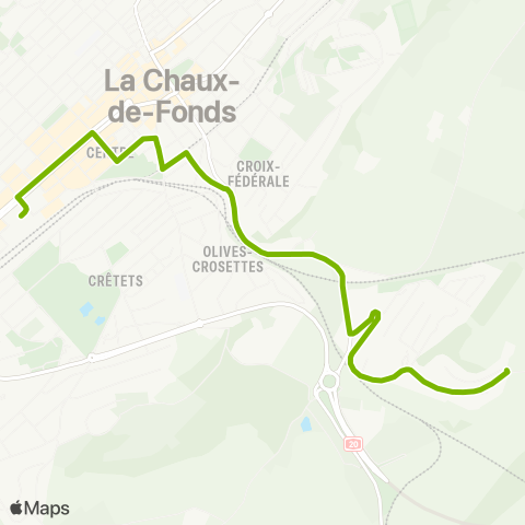 Transports Publics Neuchâtelois La Chaux-de-Fonds, Cerisier - La Chaux-de-Fonds, gare map