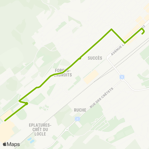 Transports Publics Neuchâtelois La Chaux-de-Fonds, gare - La Chaux-de-F, Eplatures Nord map