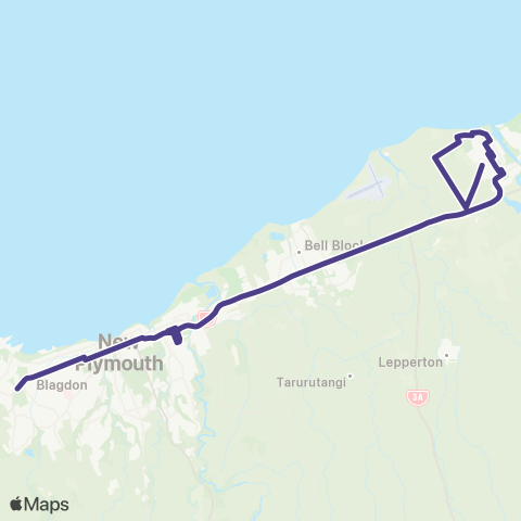 Citylink School buses Waitara to Spotswood map