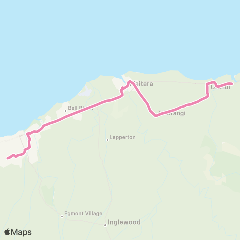 Citylink School buses Urenui / Tikorangi to Highlands Intermediate map