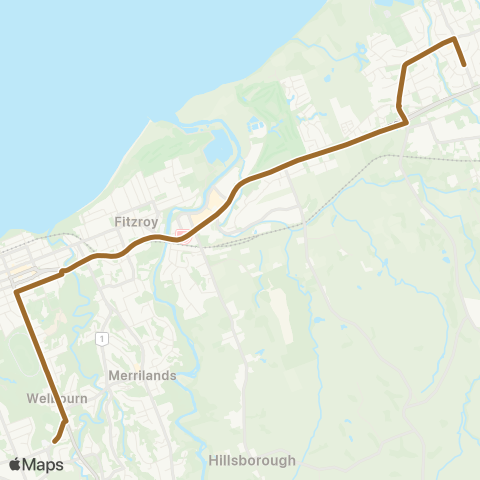 Citylink School buses Bell Block to Highlands Intermediate map