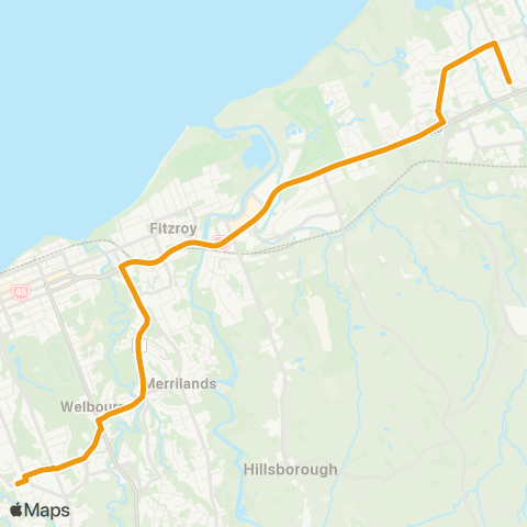 Citylink School buses Bell Block to New Plymouth Girls' HS map