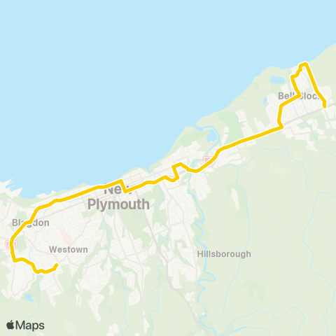 Citylink School buses Bell Block to Francis Douglas Mem Coll map