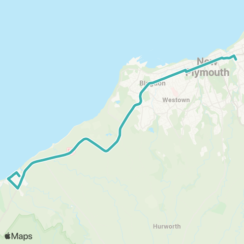 Citylink School buses Oakura to New Plymouth Girls' HS map