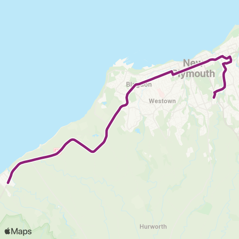 Citylink School buses Oakura to Sacred Heart Girls' College map