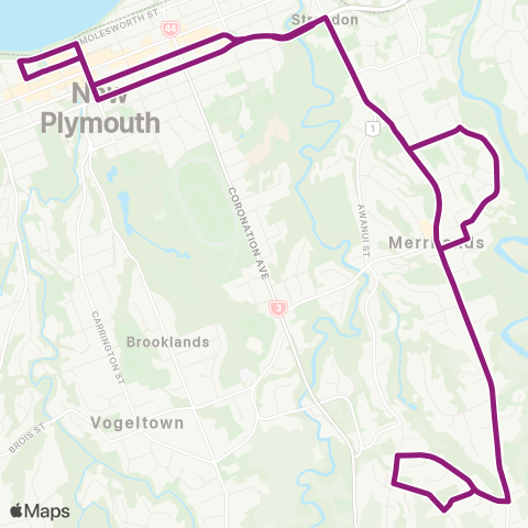 Citylink Commuter buses Merrilands / Highlands Park map