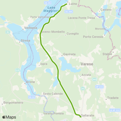 Trenord Cadenazzo-Luino-Gallarate map