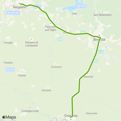 Trenord Brescia-Cremona map