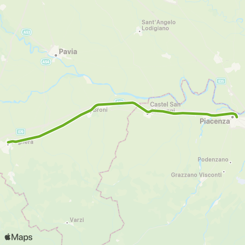 Trenord Voghera-Piacenza map