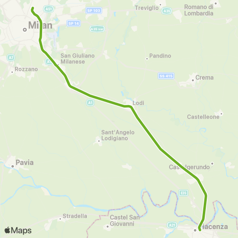 Trenord Piacenza-Lodi-Milano map