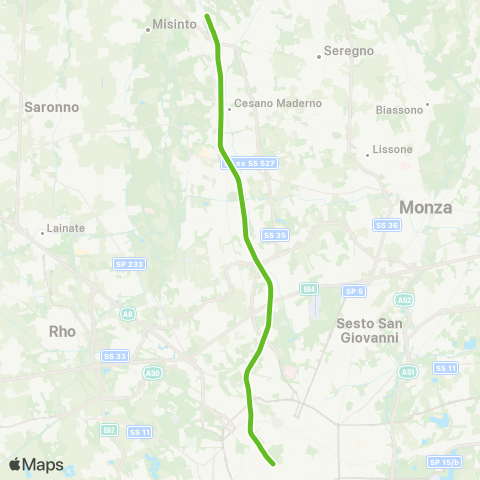 Trenord Camnago-Milano Bovisa-Milano Cadorna map