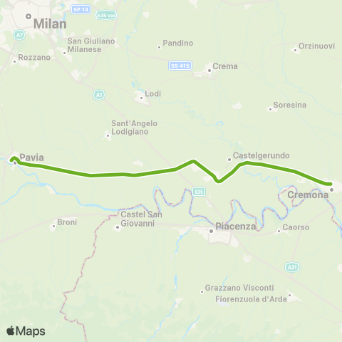 Trenord Pavia-Codogno map