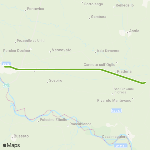 Trenord Cremona-Piadena-Mantova map