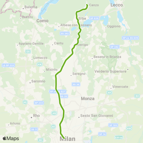 Trenord Asso-Milano map