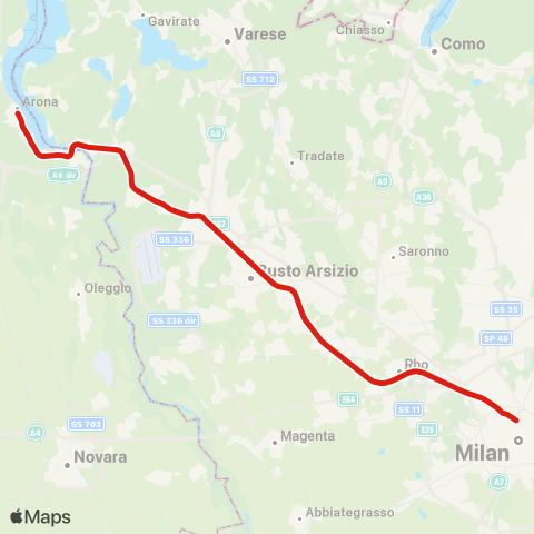 Trenord Domodossola-Milano map