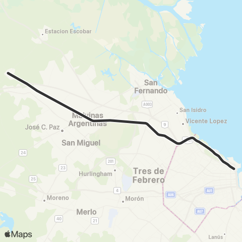 Ferrovías Retiro - Villa Rosa map