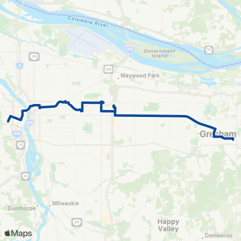 TriMet Blue Eastside Bus map