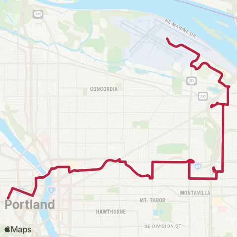 TriMet Red Bus map