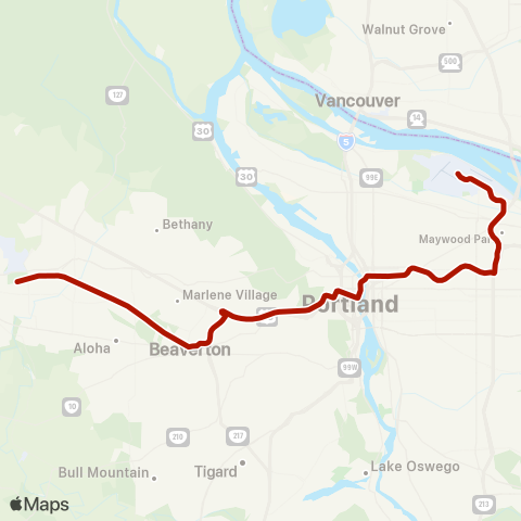 TriMet MAX Red Line map