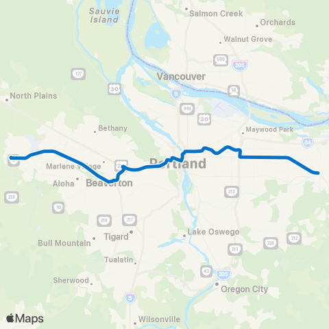 TriMet MAX Blue Line map