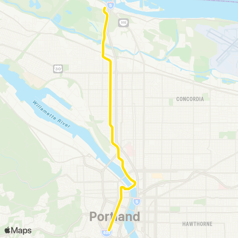 TriMet MAX Yellow Line map