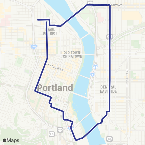 TriMet B Loop map