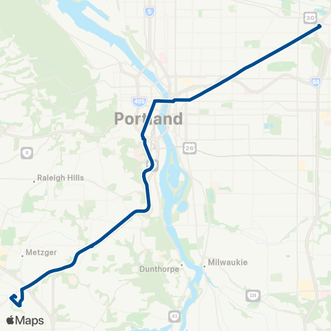 TriMet Barbur / Sandy Blvd map