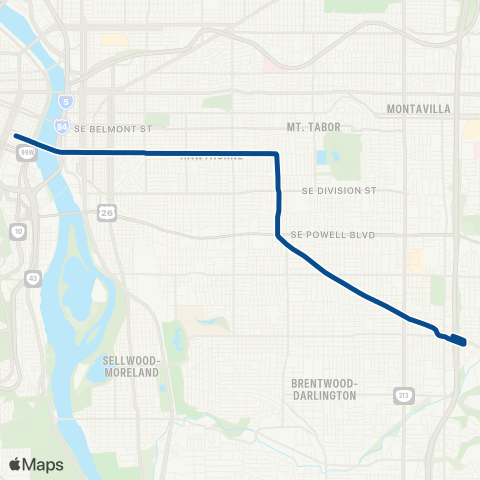 TriMet Hawthorne / Foster map