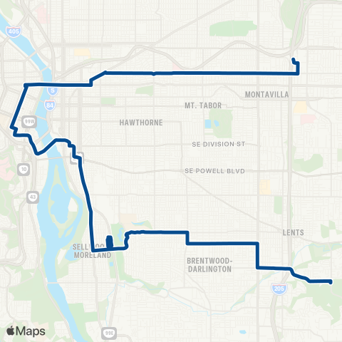 TriMet Woodstock / Glisan map