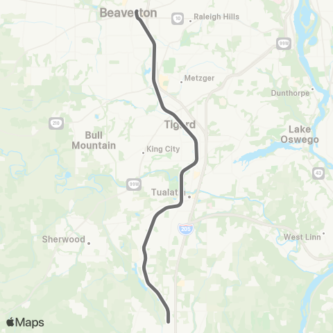 TriMet WES Commuter Rail map