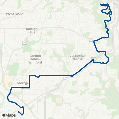 TriMet Taylors Ferry / Marquam Hill map