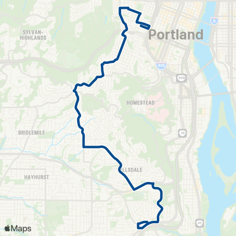 TriMet Vista / Sunset Blvd map