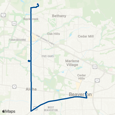 TriMet Farmington / 185th map