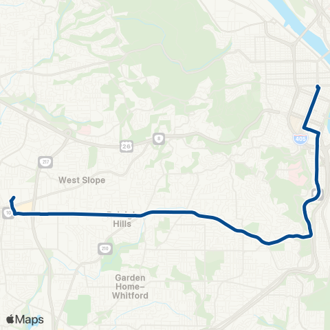 TriMet Beaverton-Hillsdale Hwy map