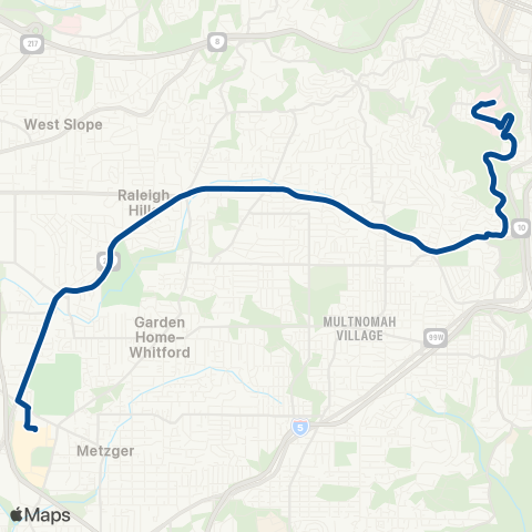 TriMet Scholls Ferry / Marquam Hill map