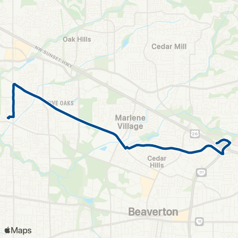 TriMet Walker / Park Way map