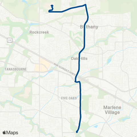 TriMet Bethany / 158th map