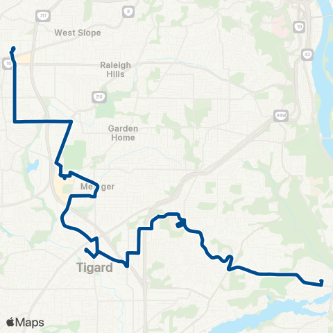 TriMet Denney / Kerr Pkwy map