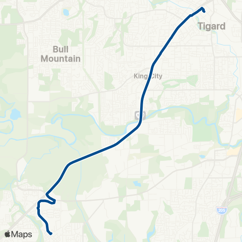 TriMet Tigard / Sherwood map