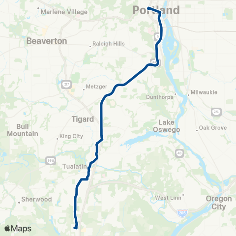 TriMet Tualatin / I-5 map