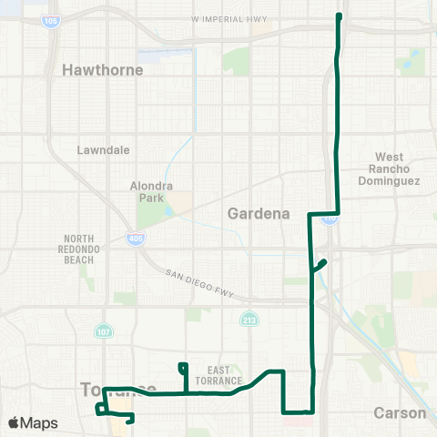 Torrance Transit Del Amo Mall - Harbor Freeway Station map