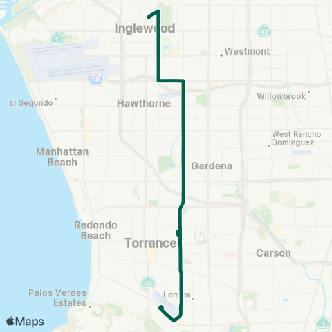 Torrance Transit Torrance - Downtown Inglewood map