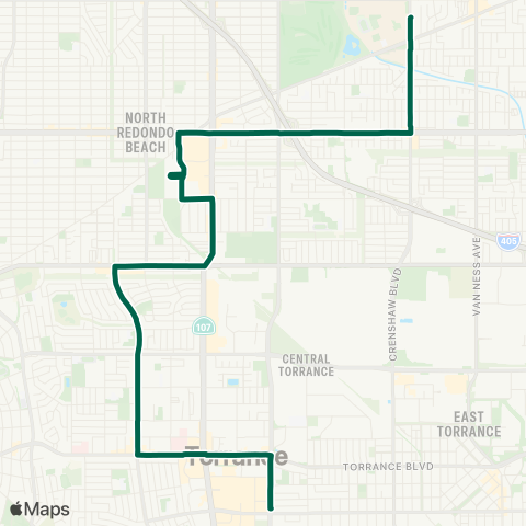 Torrance Transit Del Amo Mall - El Camino College map