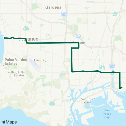 Torrance Transit Redondo Beach - Long Beach map